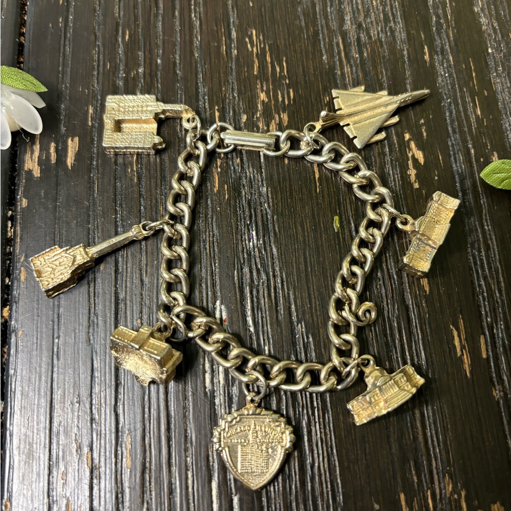 Chicago Silver Charm Bracelet with Travel Charms